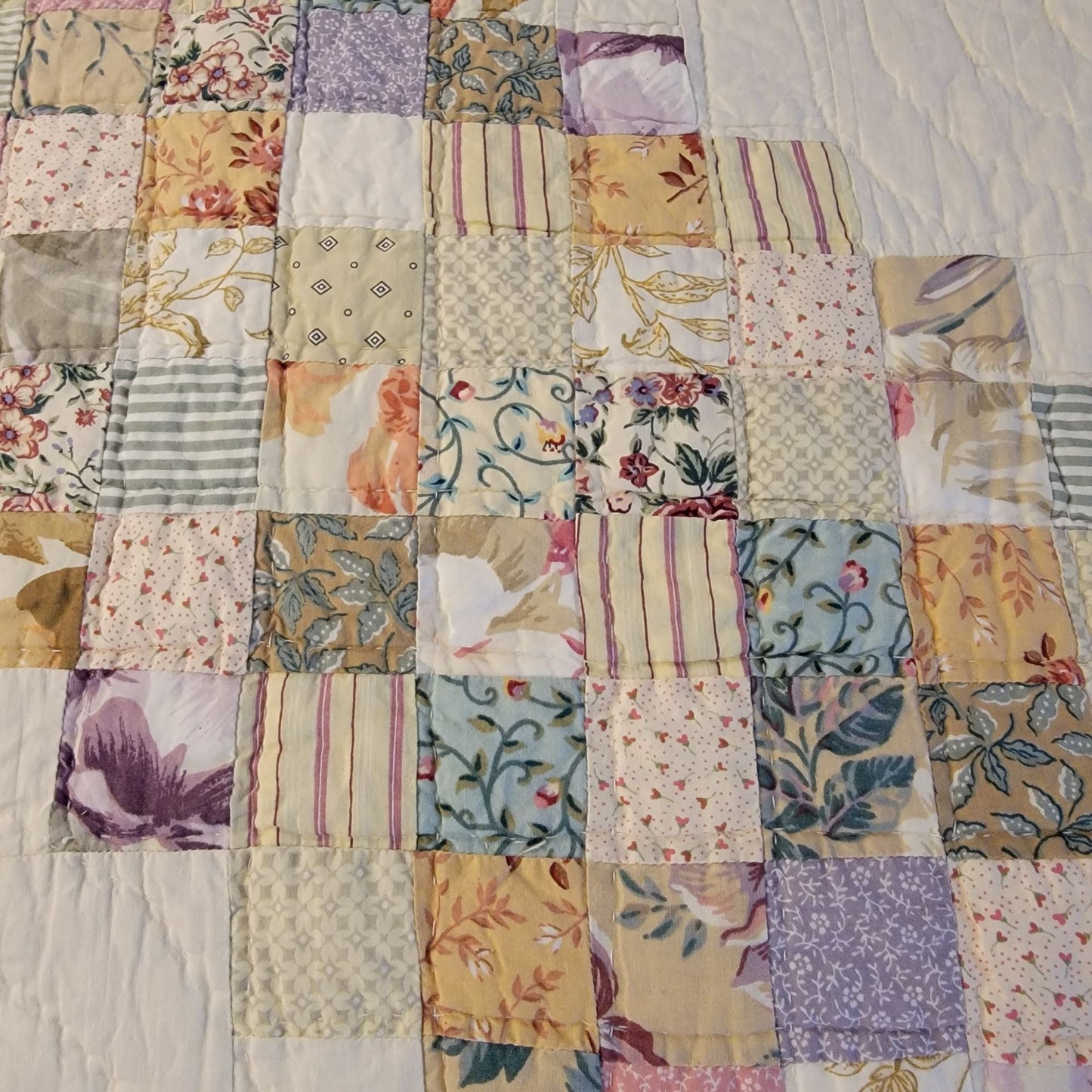 Vintage Triple Irish Chain Patchwork Quilt 98" x 91"