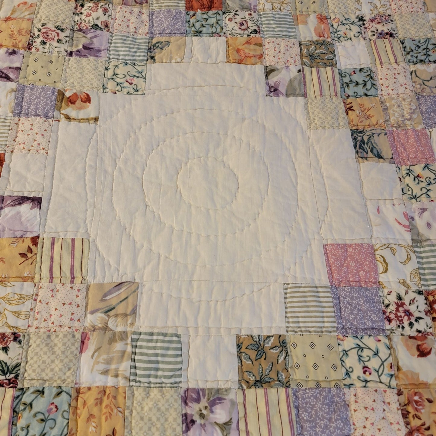 Vintage Triple Irish Chain Patchwork Quilt 98" x 91"