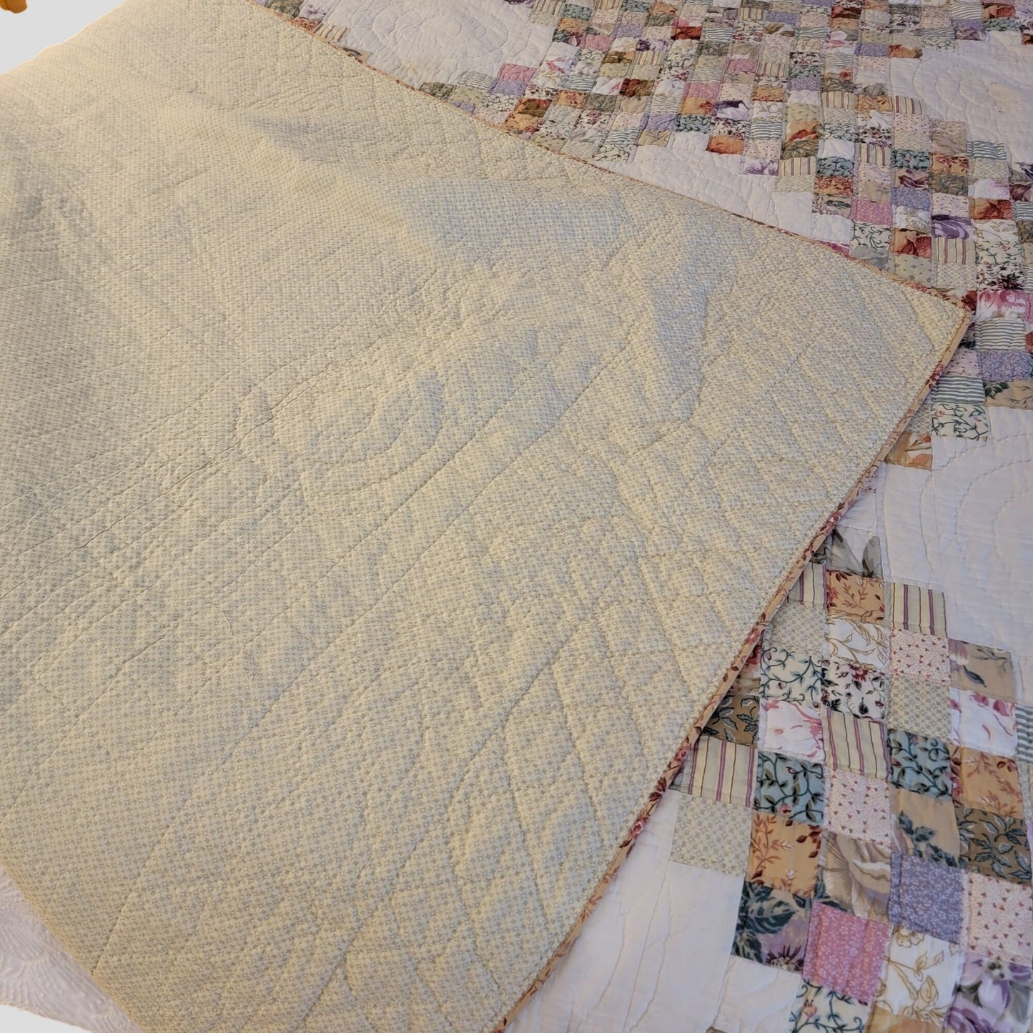 Vintage Triple Irish Chain Patchwork Quilt 98" x 91"
