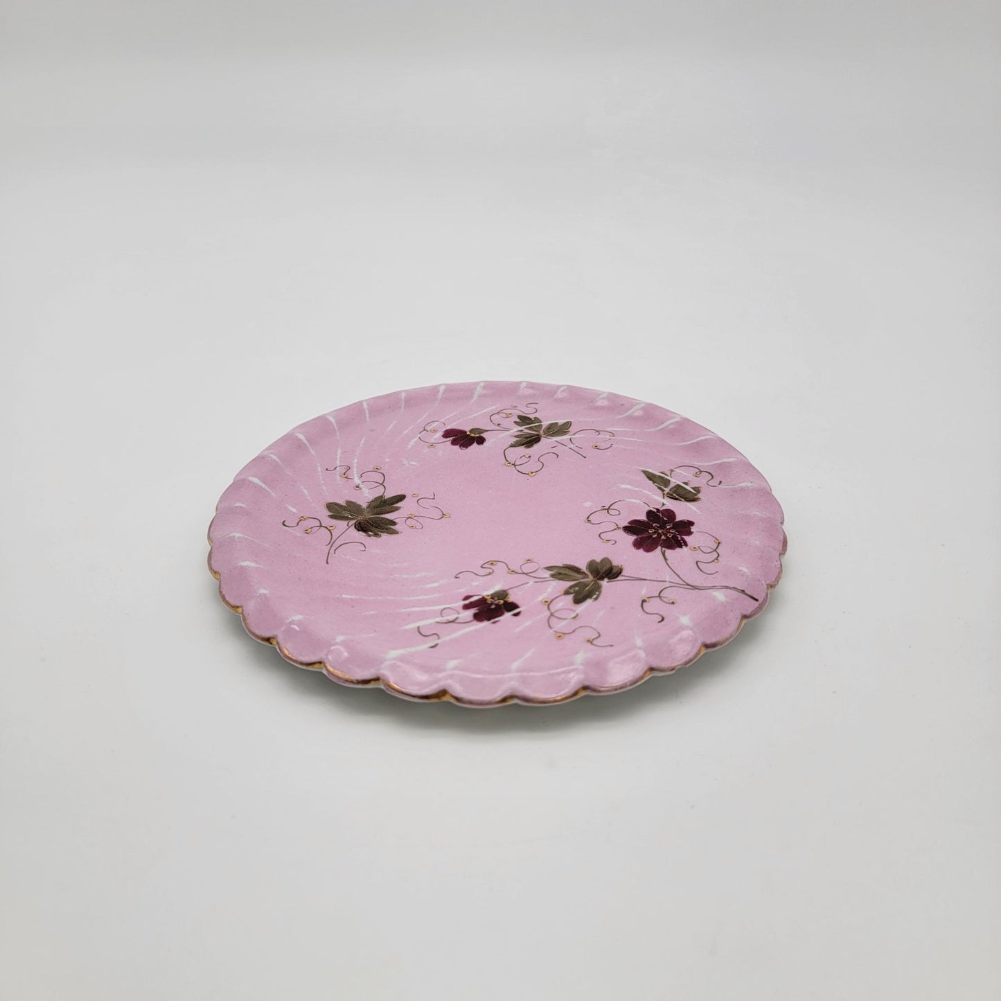 Antique Koniglich Tettau Bavarian Pink Porcelain Trivet Plate