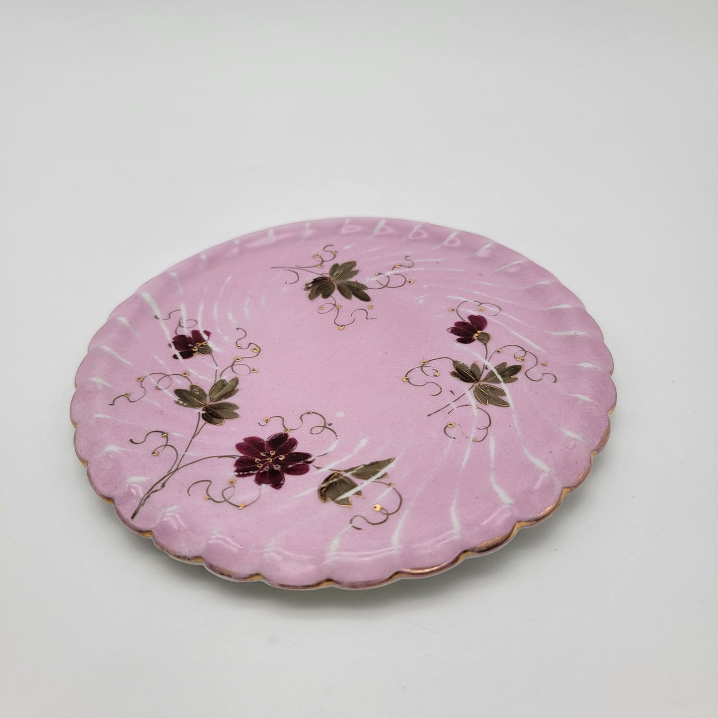 Antique Koniglich Tettau Bavarian Pink Porcelain Trivet Plate