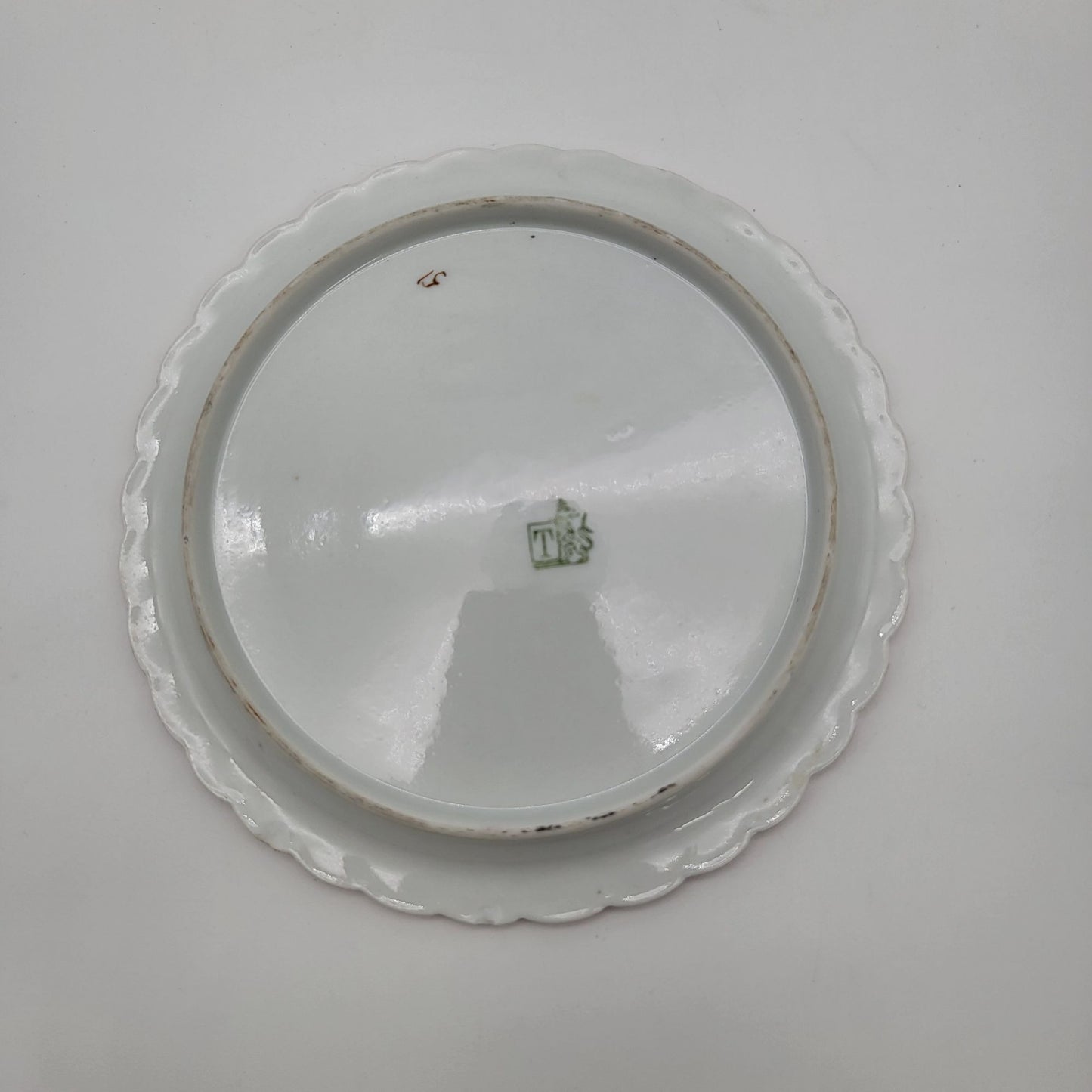 Antique Koniglich Tettau Bavarian Pink Porcelain Trivet Plate