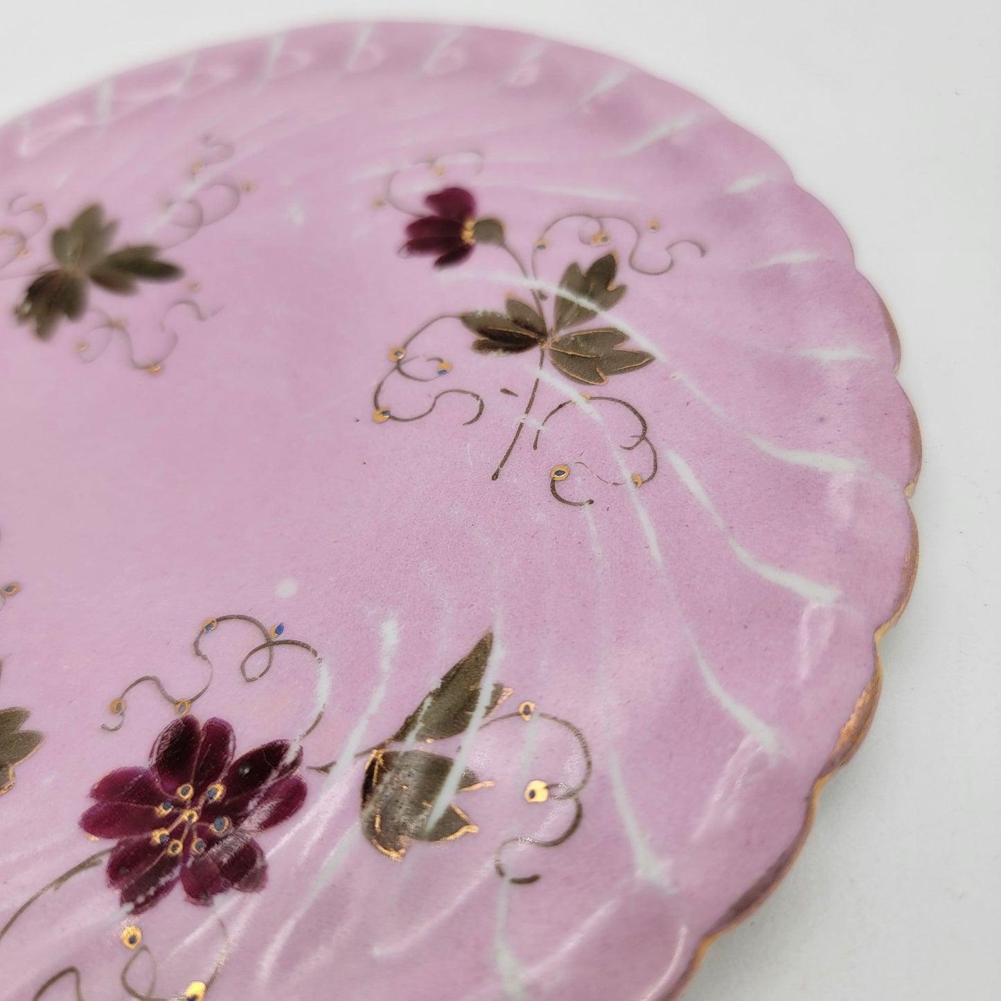 Antique Koniglich Tettau Bavarian Pink Porcelain Trivet Plate