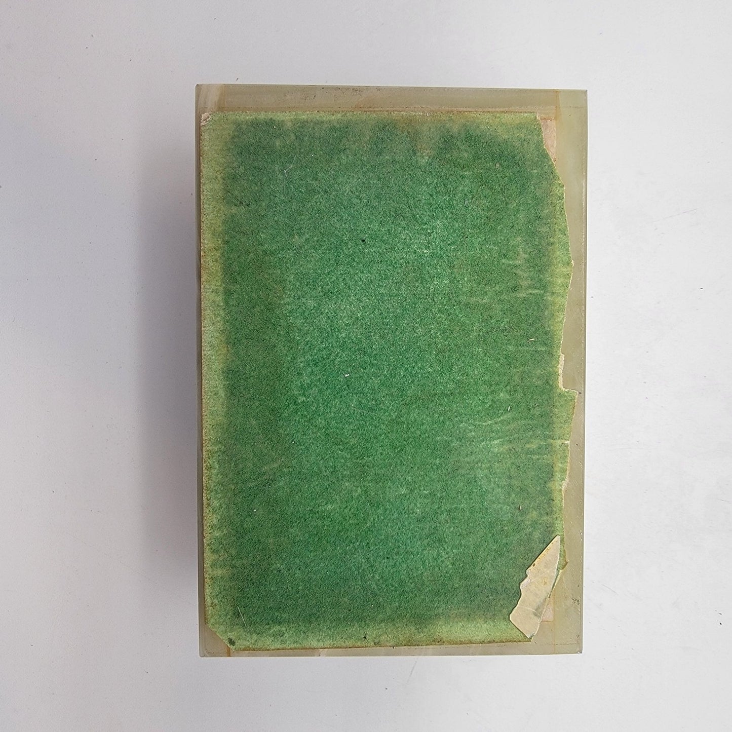 Vintage Italian Green Onyx  Jewelry Box With Prayer Cards