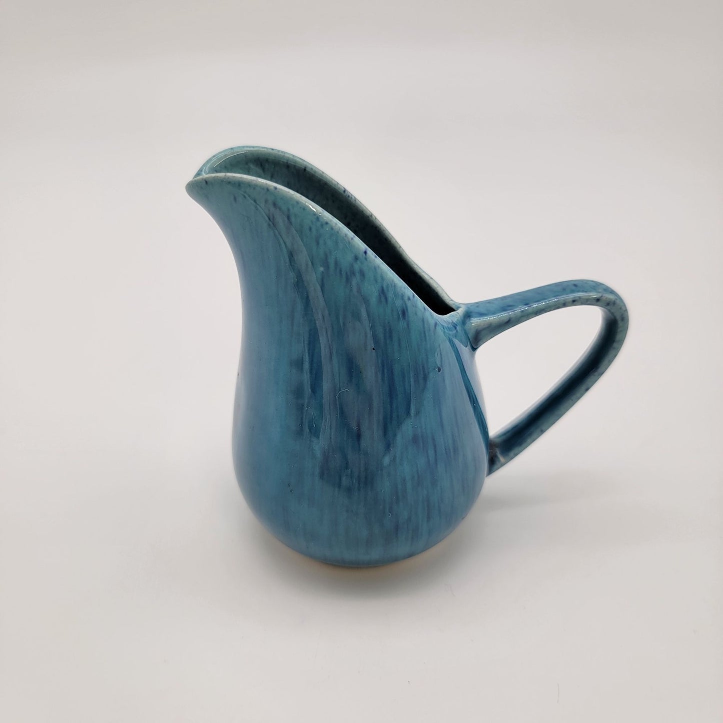 Vintage Blue Pottery Creamer With Fish