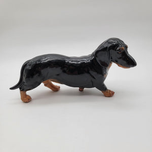 Large Black & Tan Dachshund Porcelain Figurine