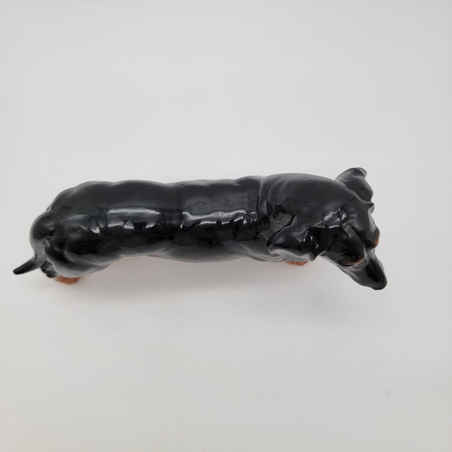 Large Black & Tan Dachshund Porcelain Figurine