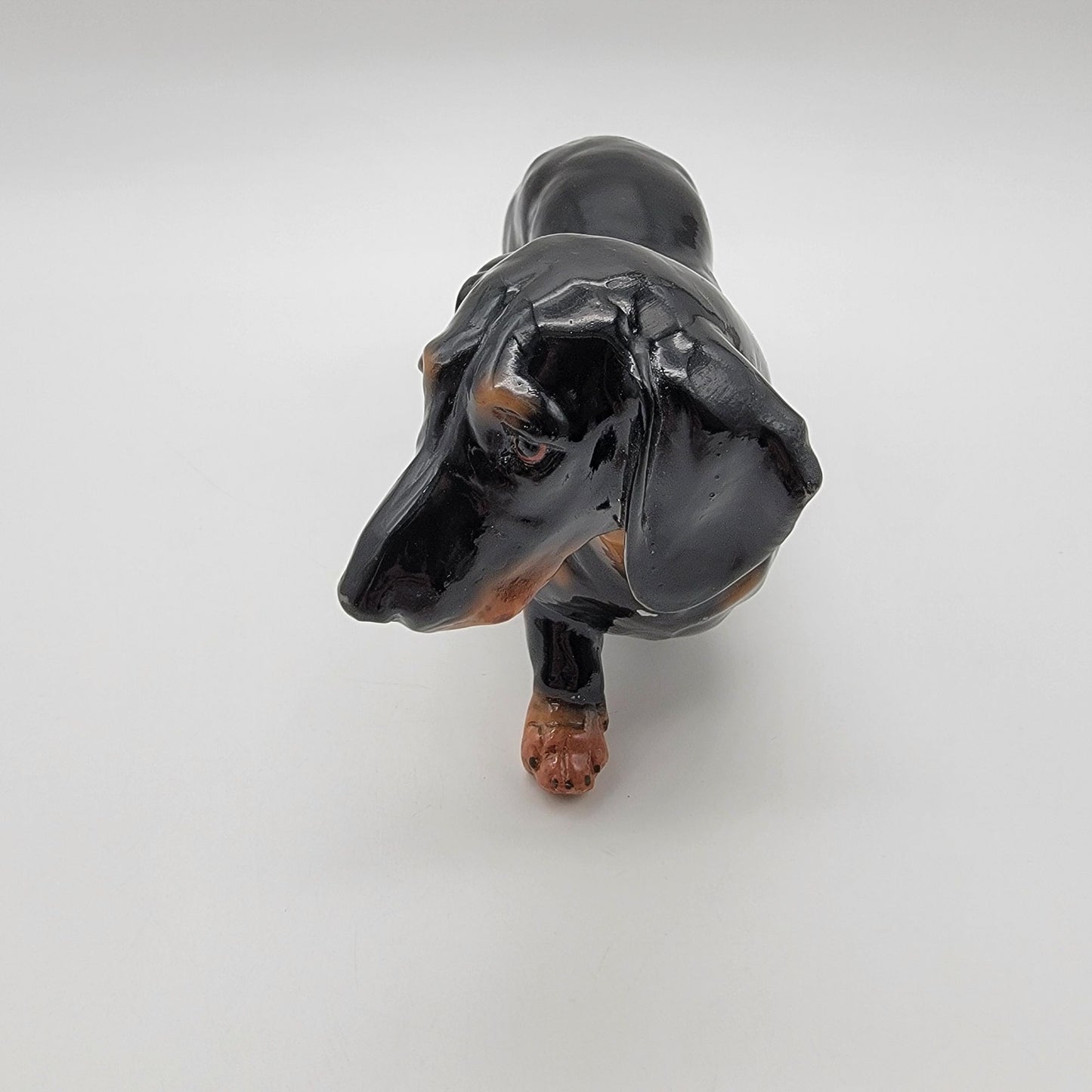 Large Black & Tan Dachshund Porcelain Figurine