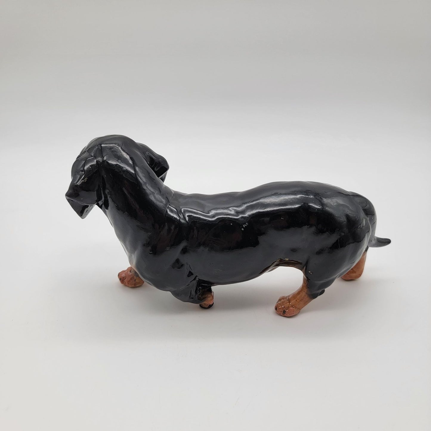 Large Black & Tan Dachshund Porcelain Figurine