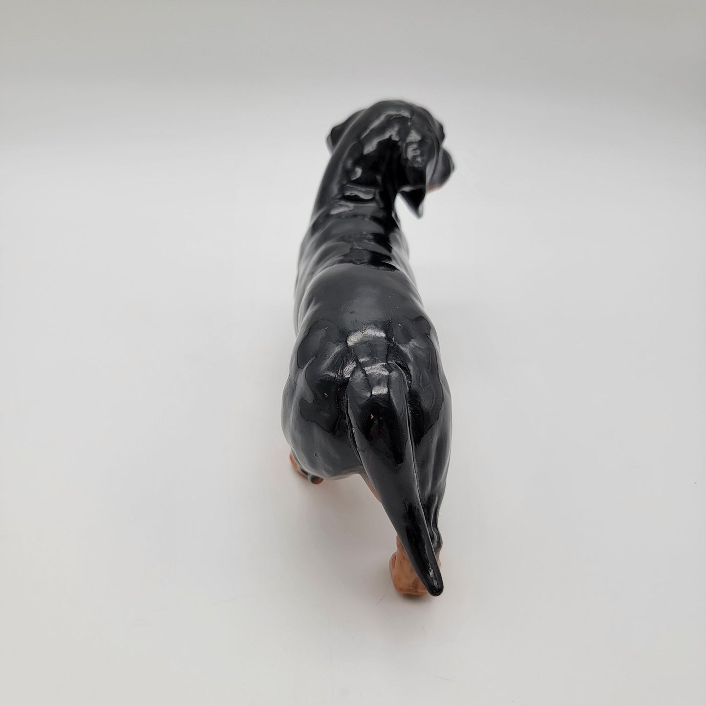 Large Black & Tan Dachshund Porcelain Figurine