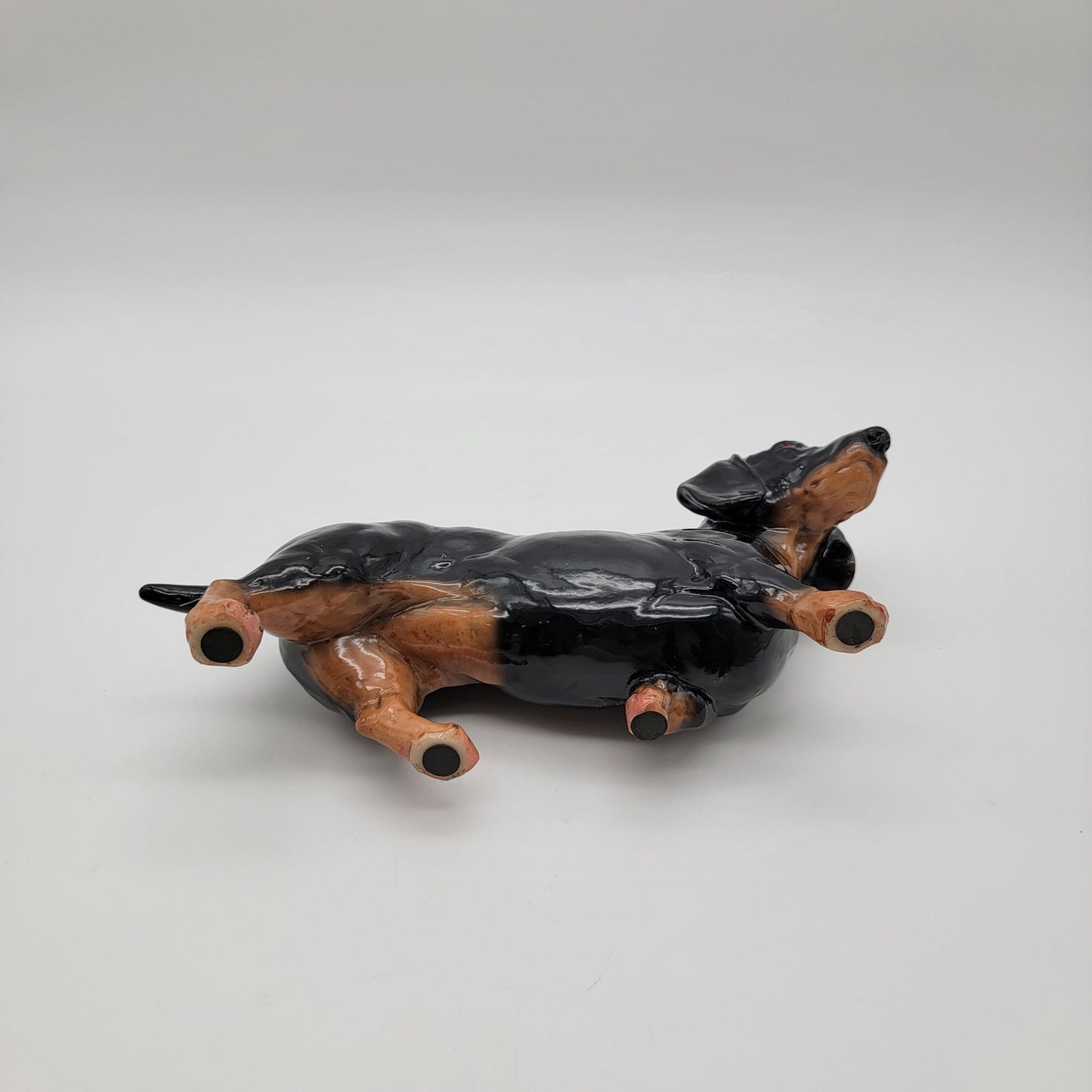 Large Black & Tan Dachshund Porcelain Figurine