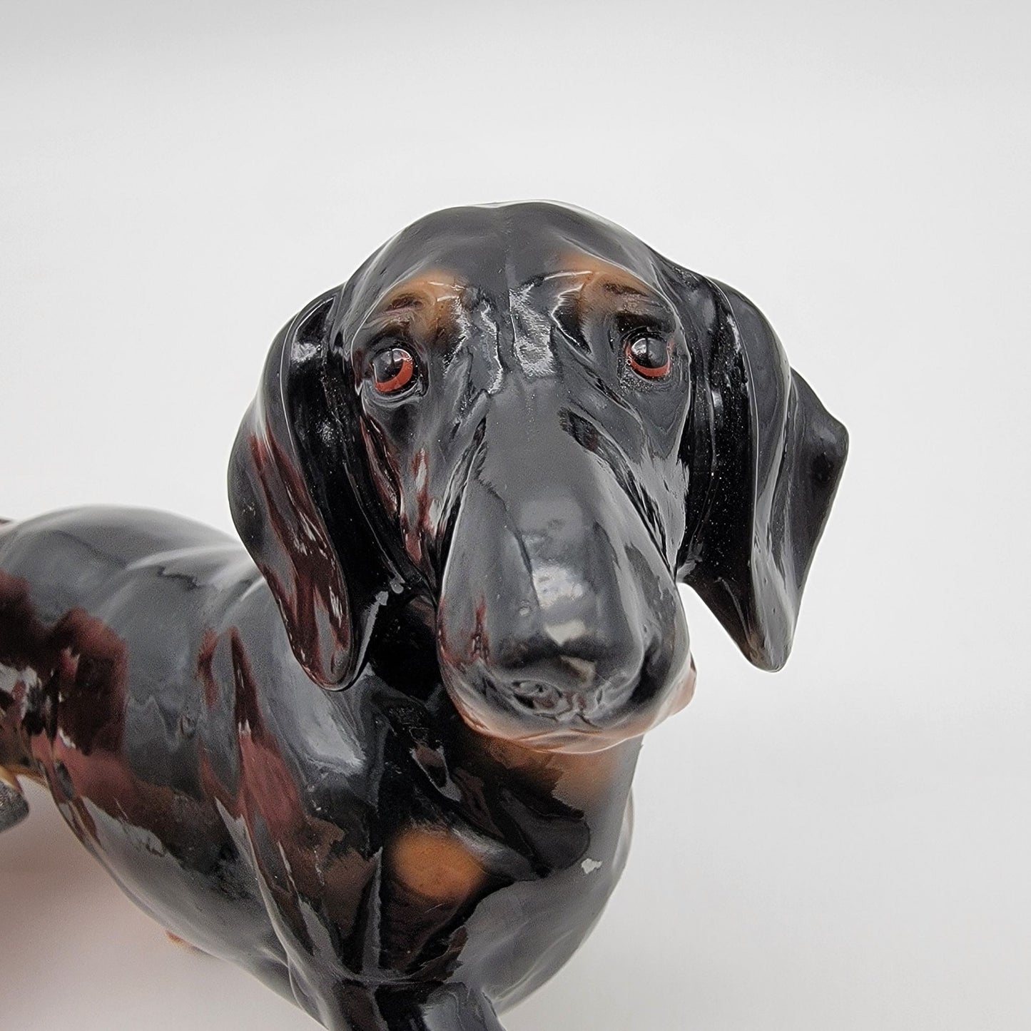 Large Black & Tan Dachshund Porcelain Figurine