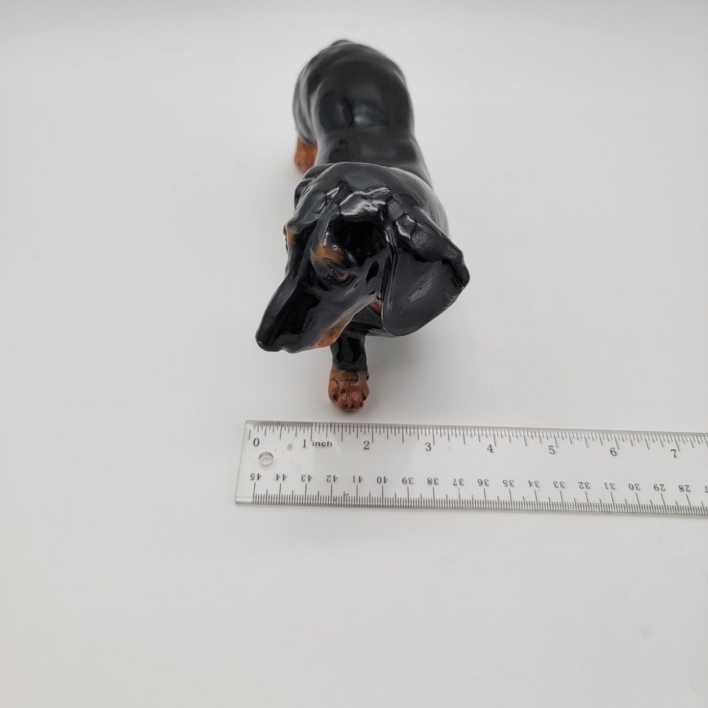 Large Black & Tan Dachshund Porcelain Figurine