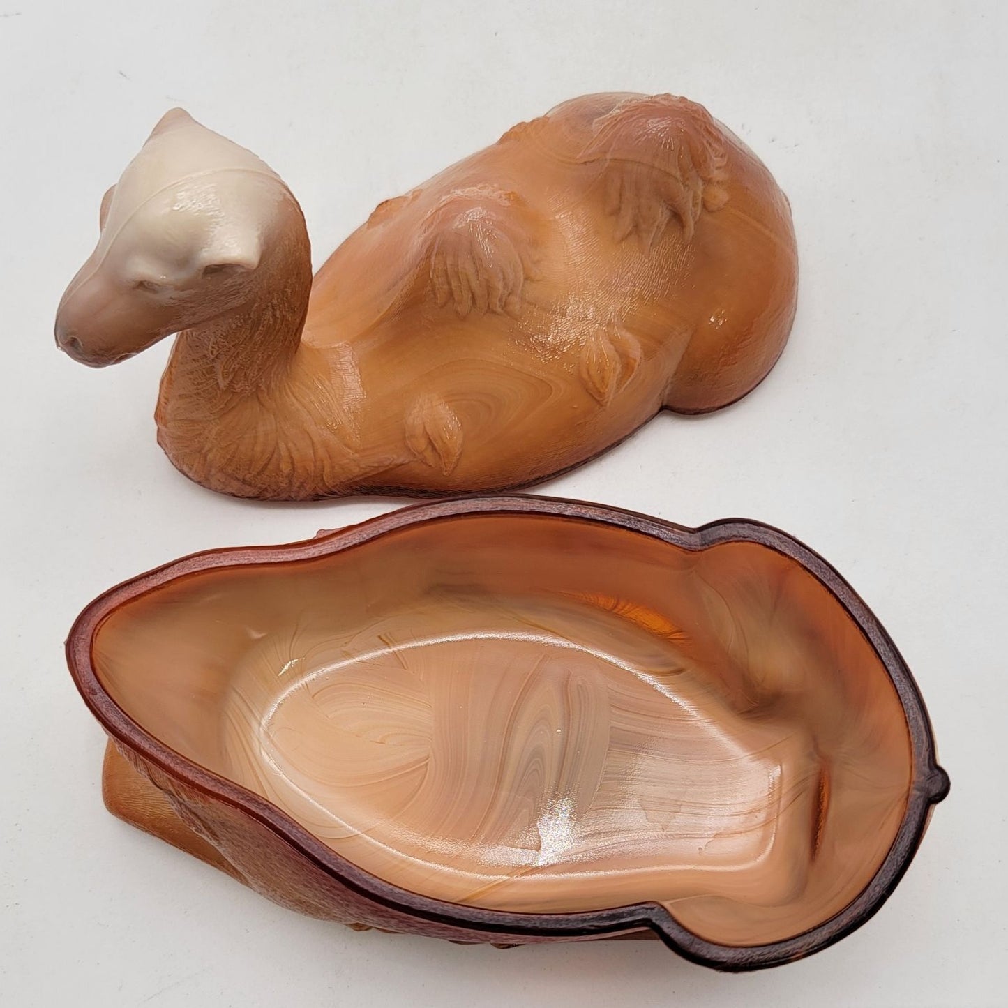 Vintage Westmoreland Chocolate Slag Glass Camel Candy Dish