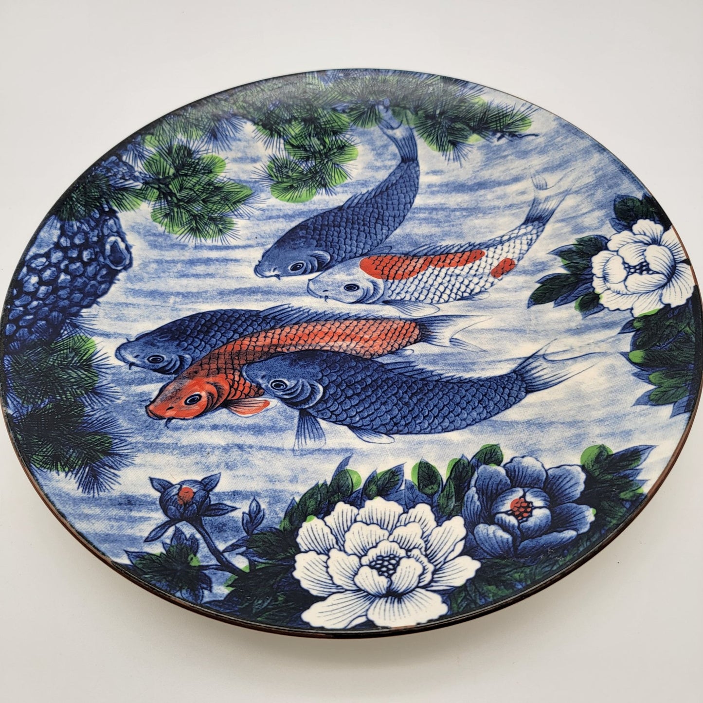 Vintage Sun Ceramics Koi Fish Porcelain Chop Plate