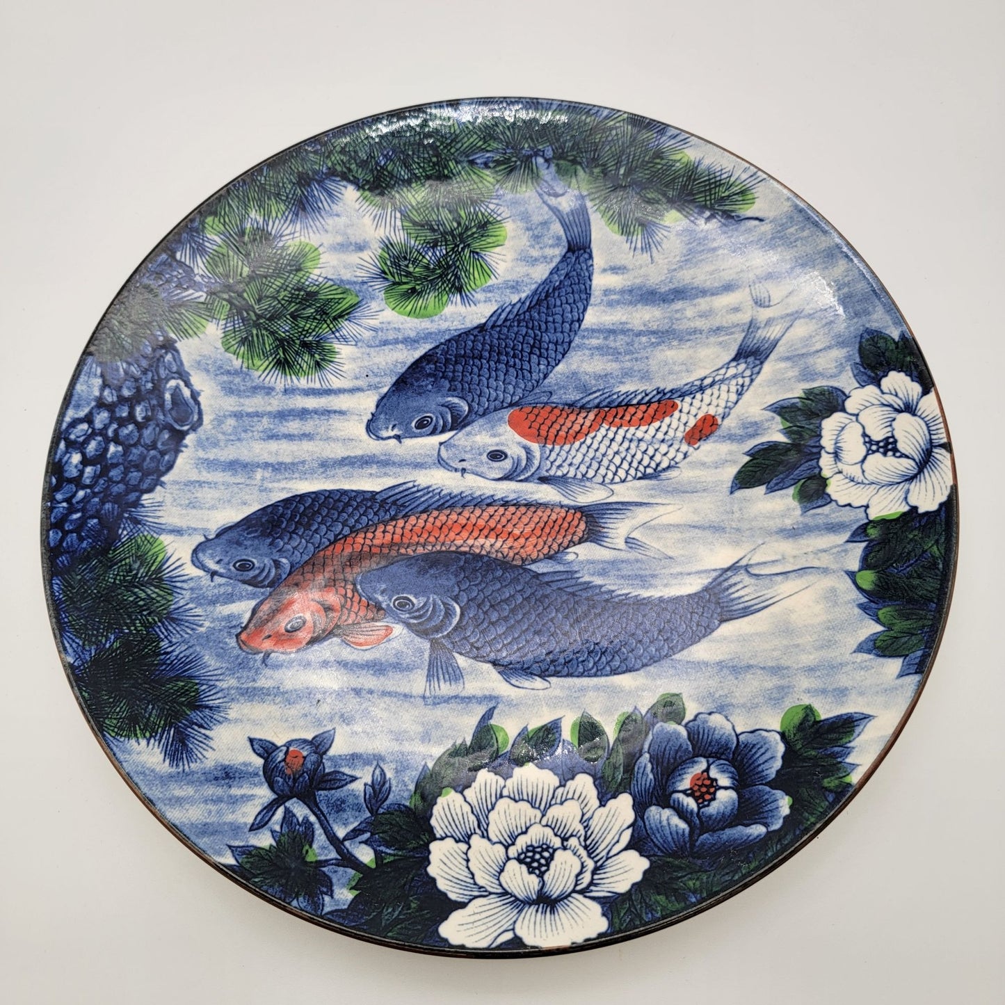 Vintage Sun Ceramics Koi Fish Porcelain Chop Plate