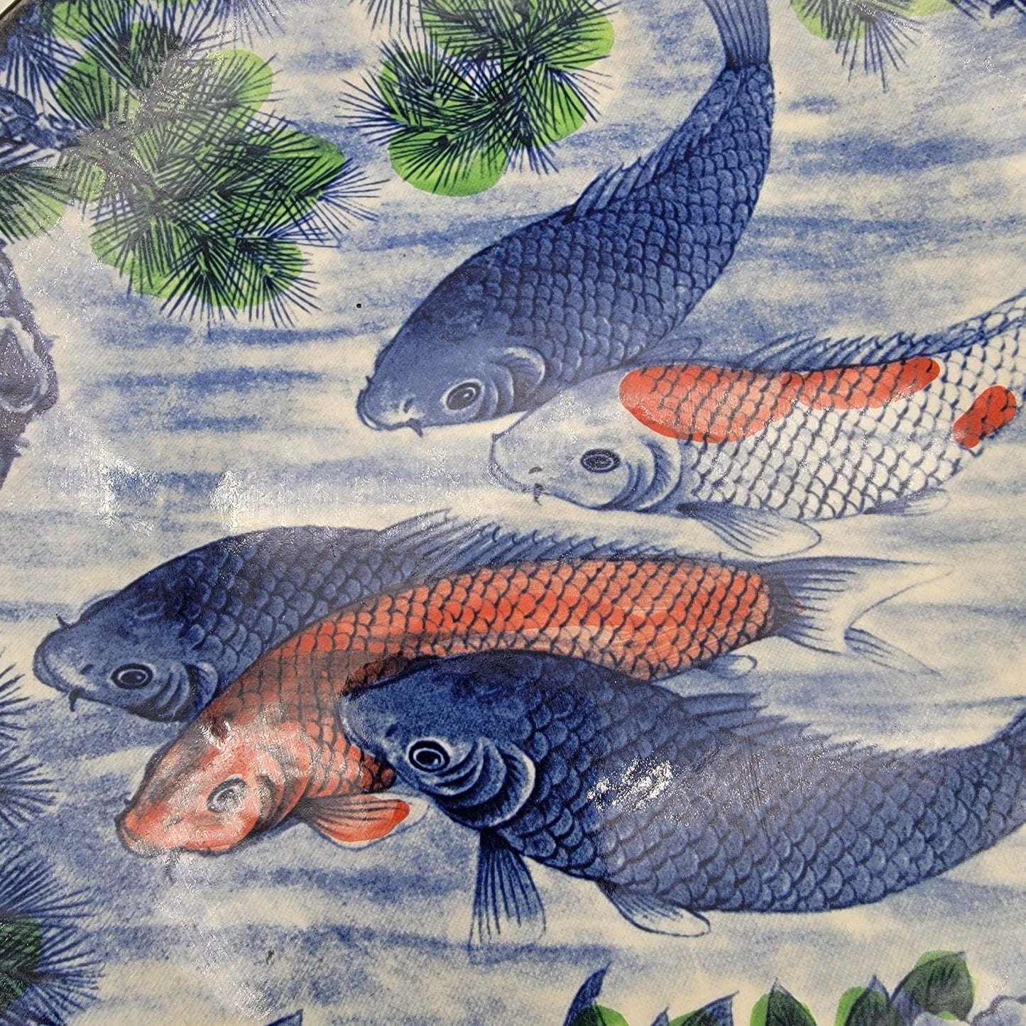 Vintage Sun Ceramics Koi Fish Porcelain Chop Plate