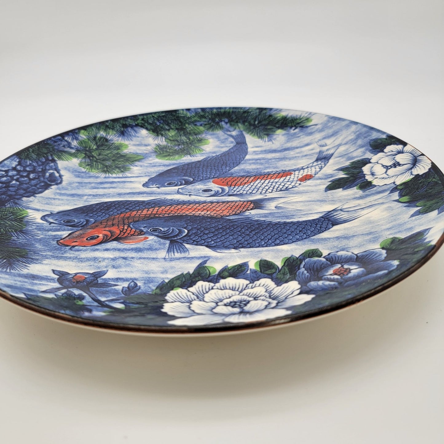 Vintage Sun Ceramics Koi Fish Porcelain Chop Plate