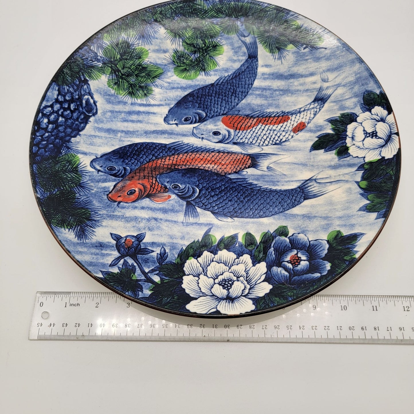 Vintage Sun Ceramics Koi Fish Porcelain Chop Plate
