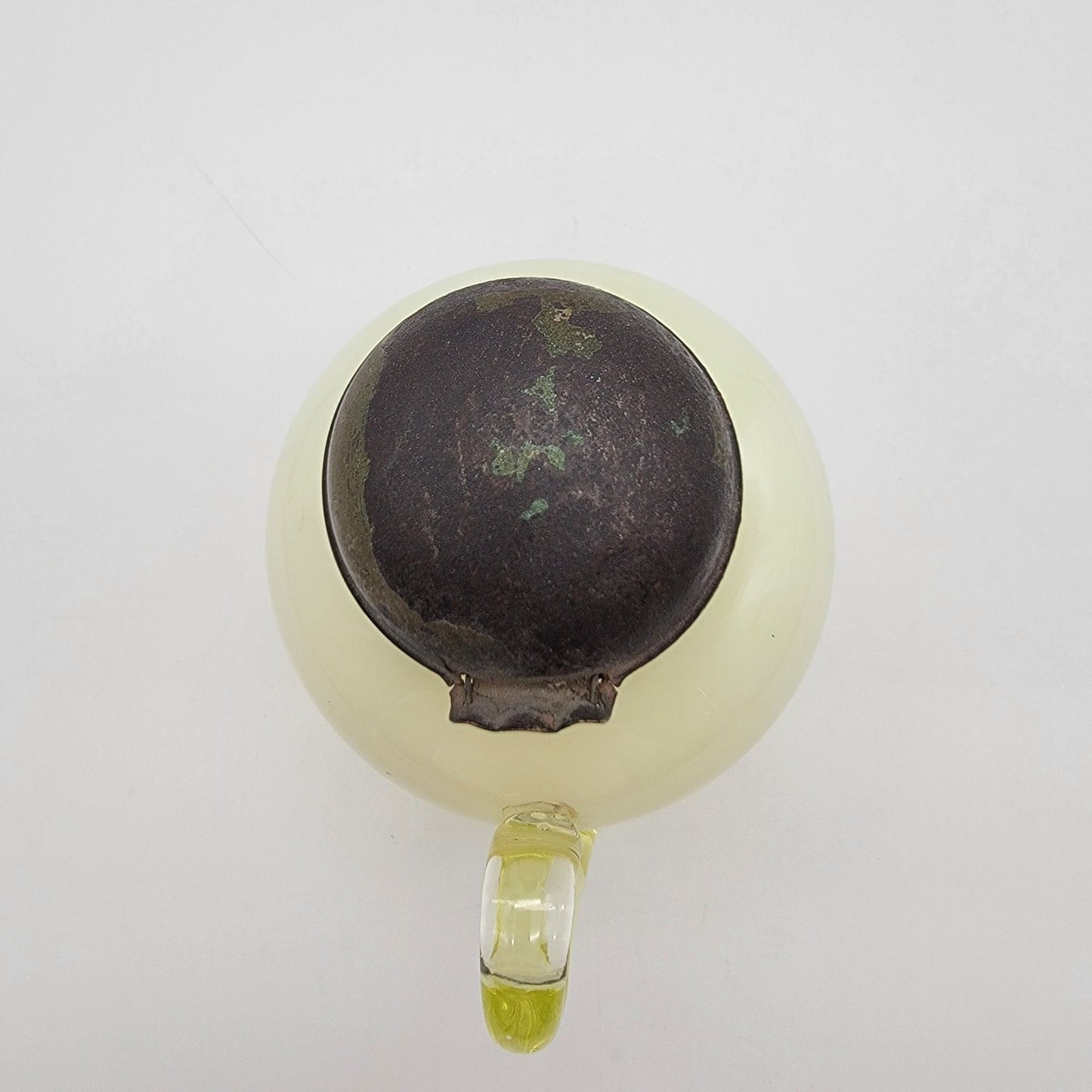 Antique National Glass Co Vaseline Opalescent Syrup Mollasses Jug  Diamond Spearhead No.22