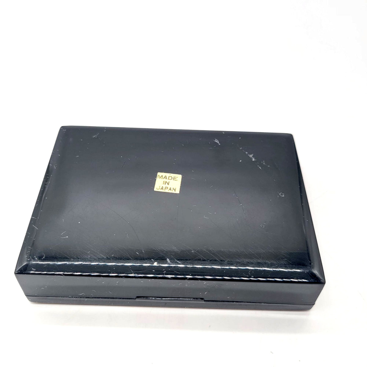 Vintage Black Lacquered Floral Jewelry Box With Mirror Made In Japan