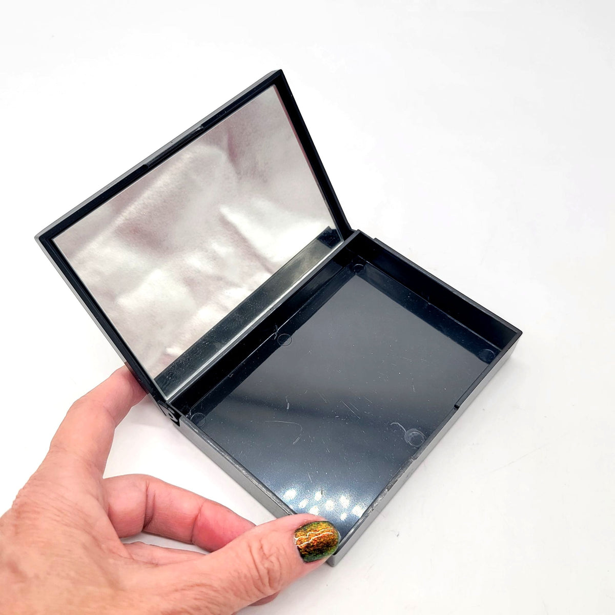 Vintage Black Lacquered Floral Jewelry Box With Mirror Made In Japan