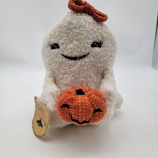 Sweet Street Plush Ghost With Pumpkin Bow Halloween Decor