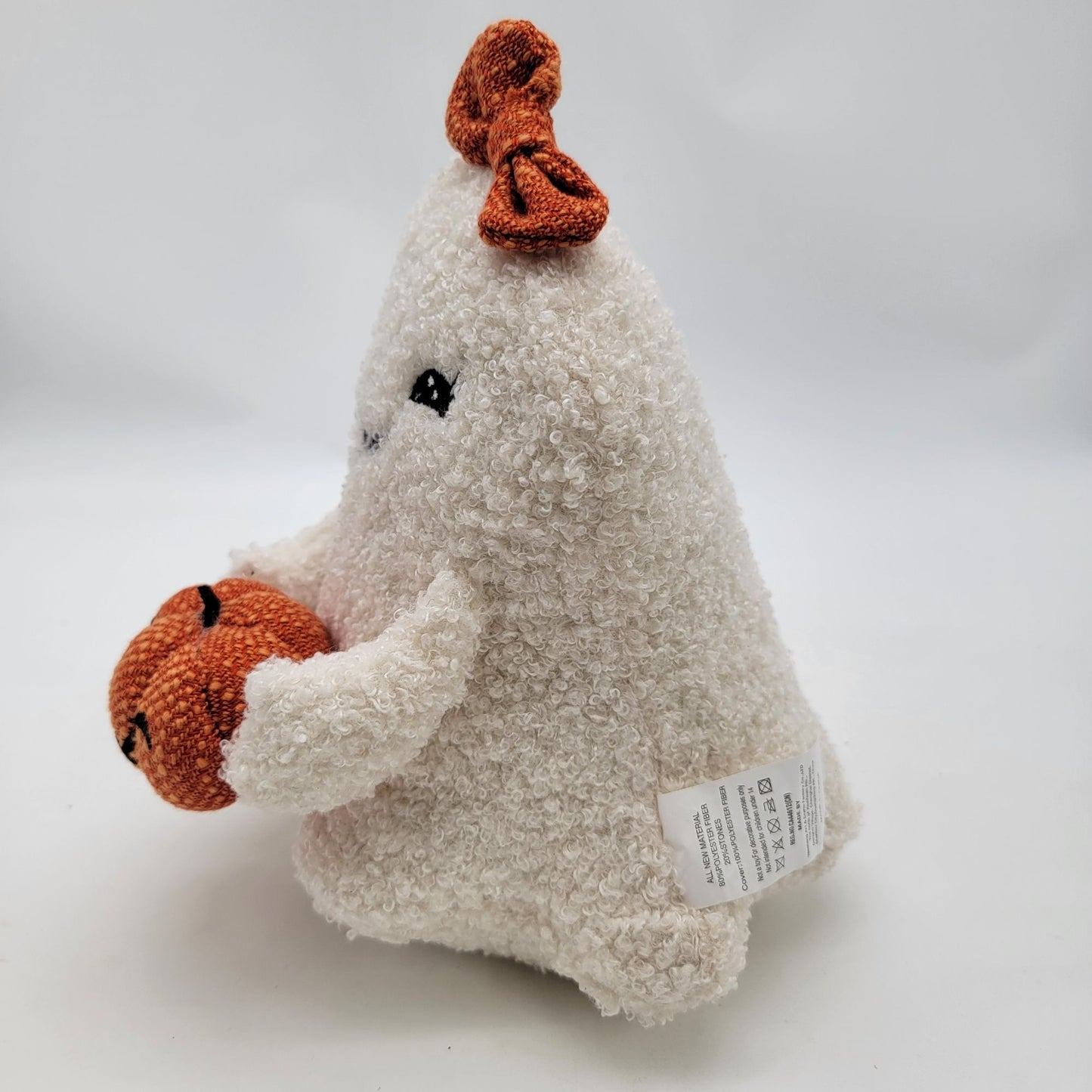 Sweet Street Plush Ghost With Pumpkin Bow Halloween Decor