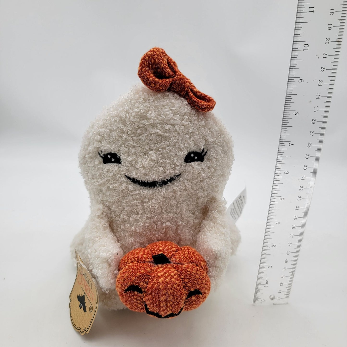 Sweet Street Plush Ghost With Pumpkin Bow Halloween Decor