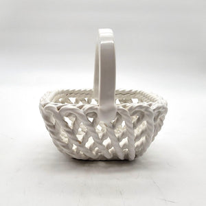 White Italian Porcelain Lattice Reticulated Basket
