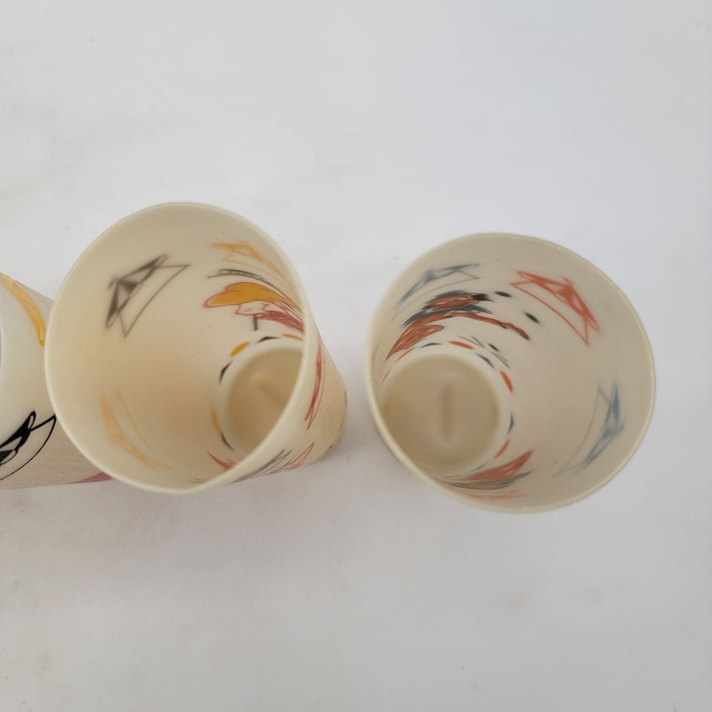 Vintage Mid-Century Modern Circus Themed Plastic Tumblers Set Of 6
