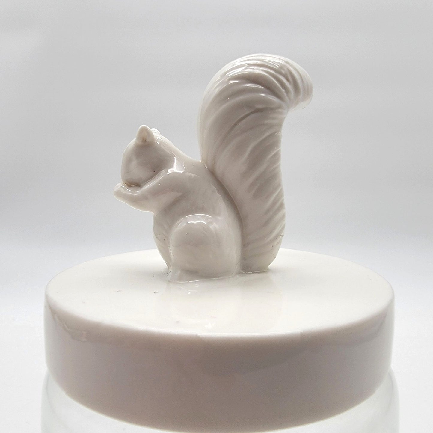 White Squirrel Lid Glass Storage Jar