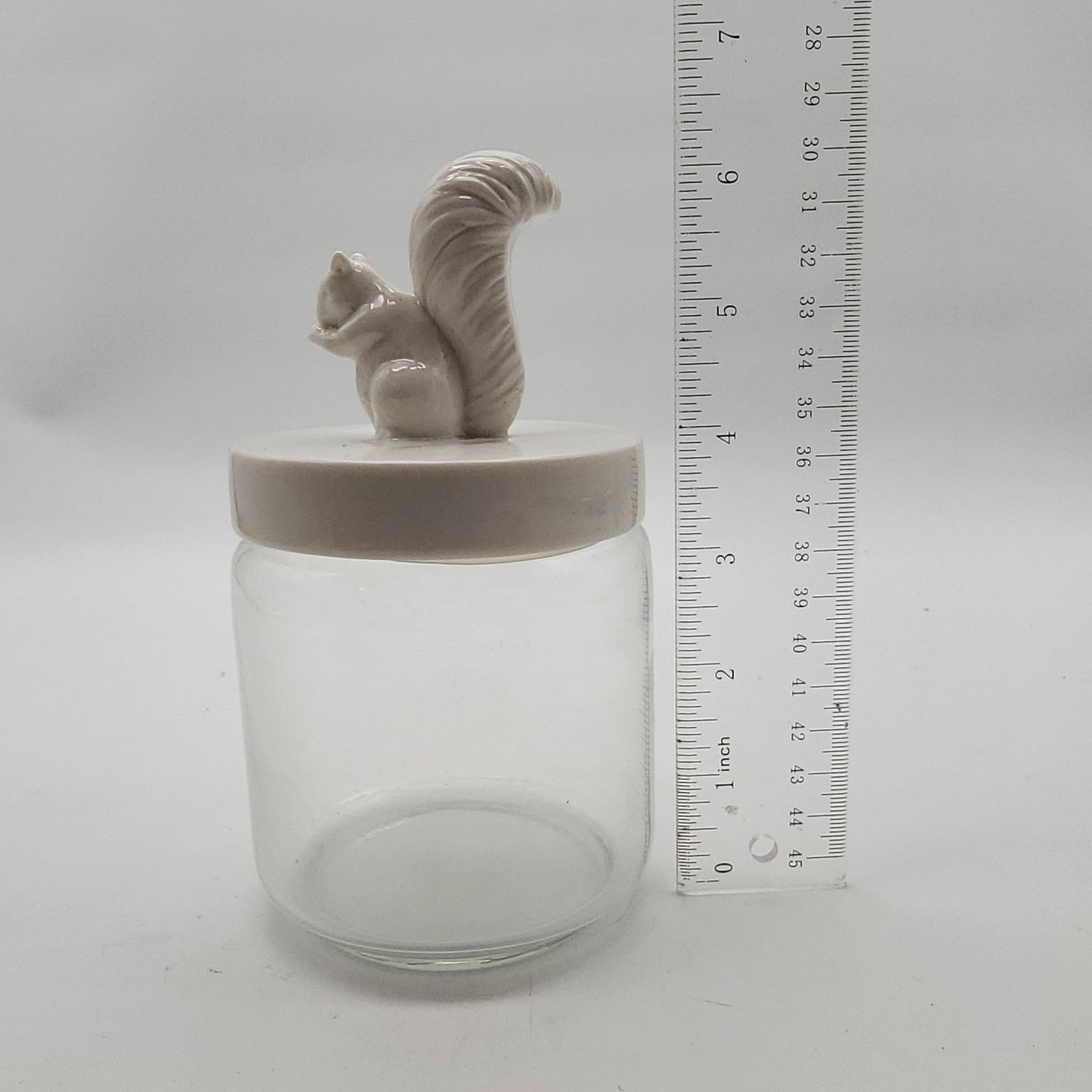White Squirrel Lid Glass Storage Jar