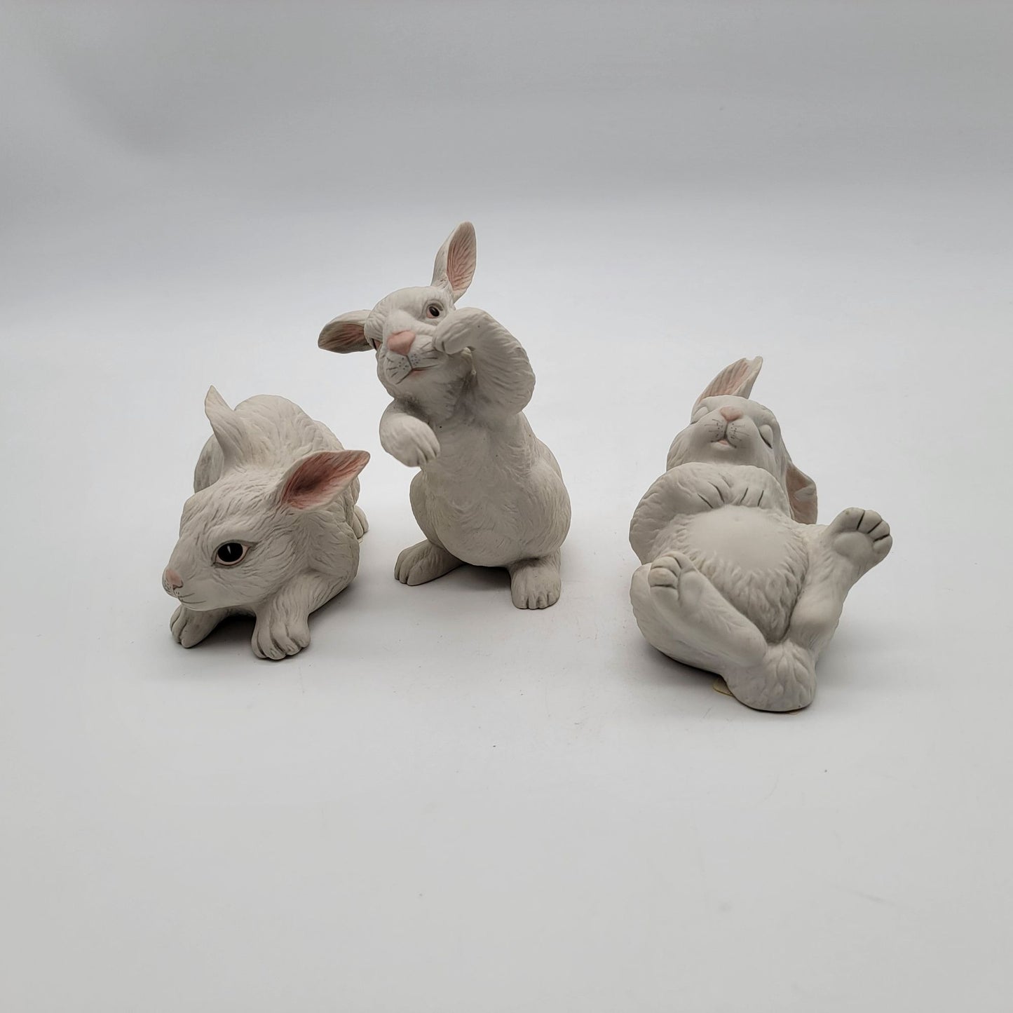 Boehm White Rabbit Figurine Set Of 3 Handcrafted Porcelain Sculptures