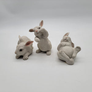 Boehm White Rabbit Figurine Set Of 3 Handcrafted Porcelain Sculptures