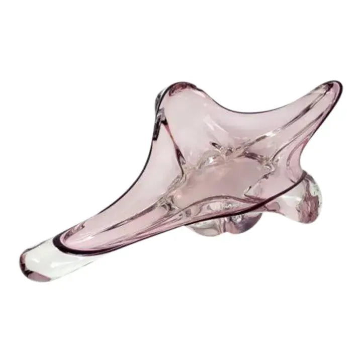 1950s Murano Glass Amoeba Shaped Freeform Footed Bowl Purple Dish