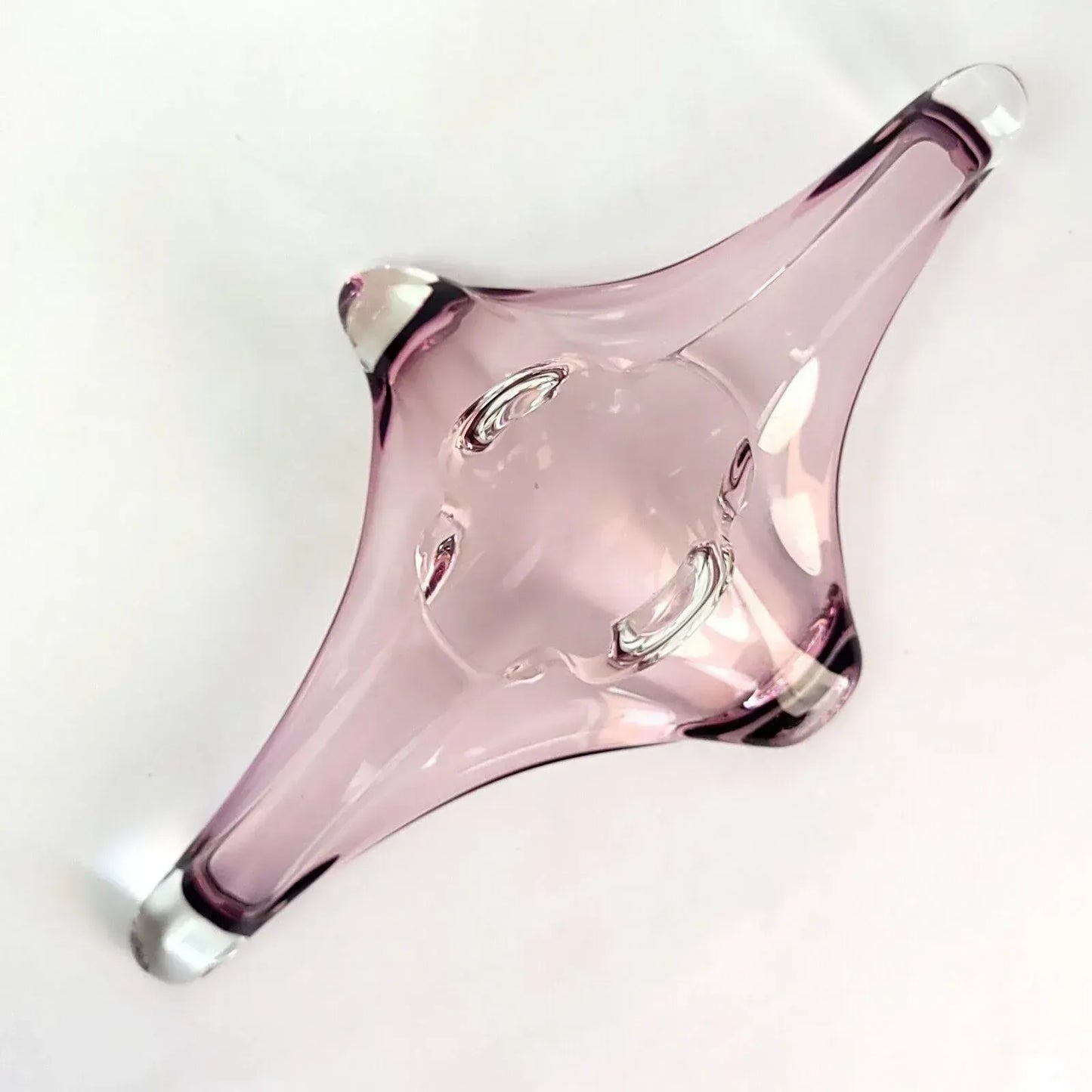 1950s Murano Glass Amoeba Shaped Freeform Footed Bowl Purple Dish