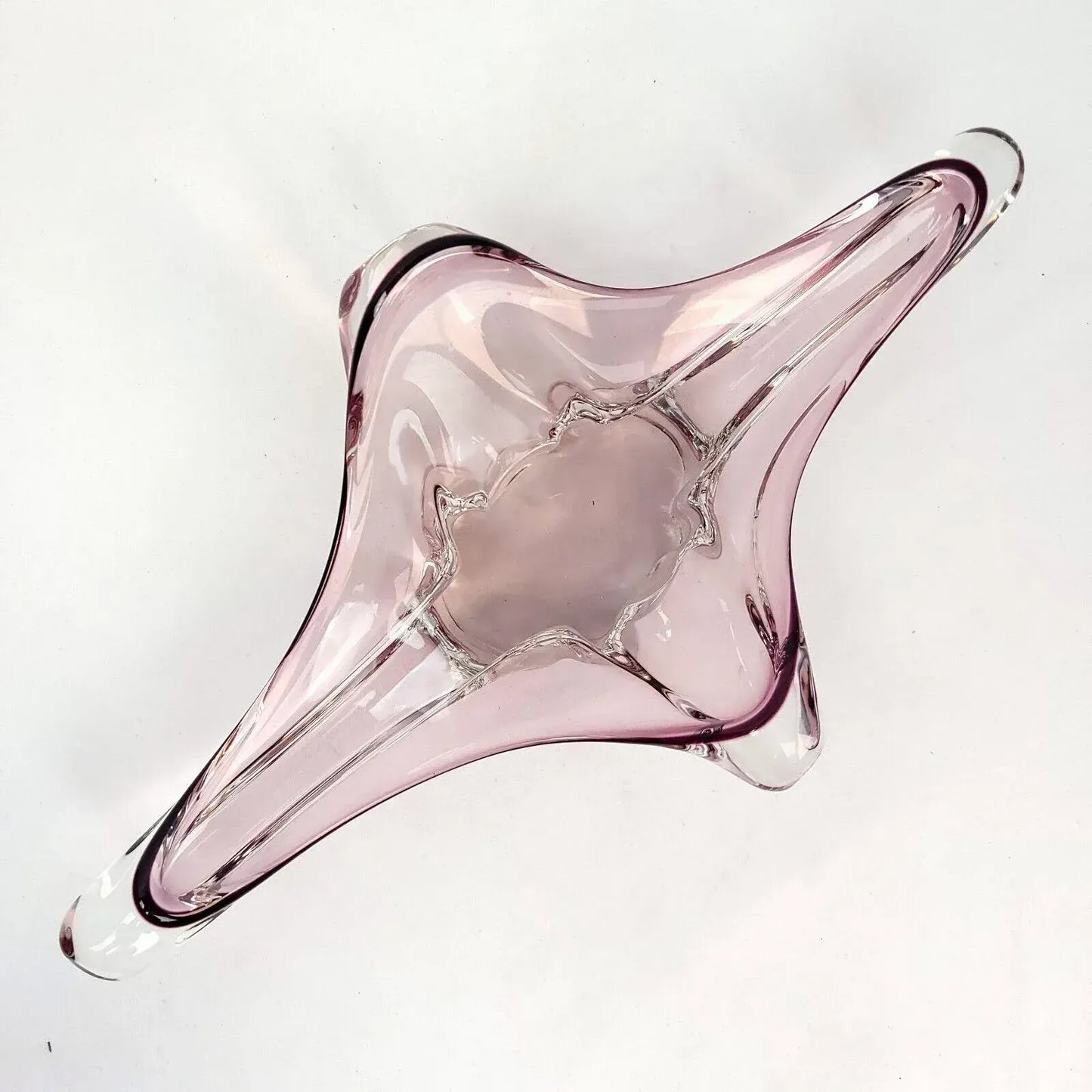 1950s Murano Glass Amoeba Shaped Freeform Footed Bowl Purple Dish