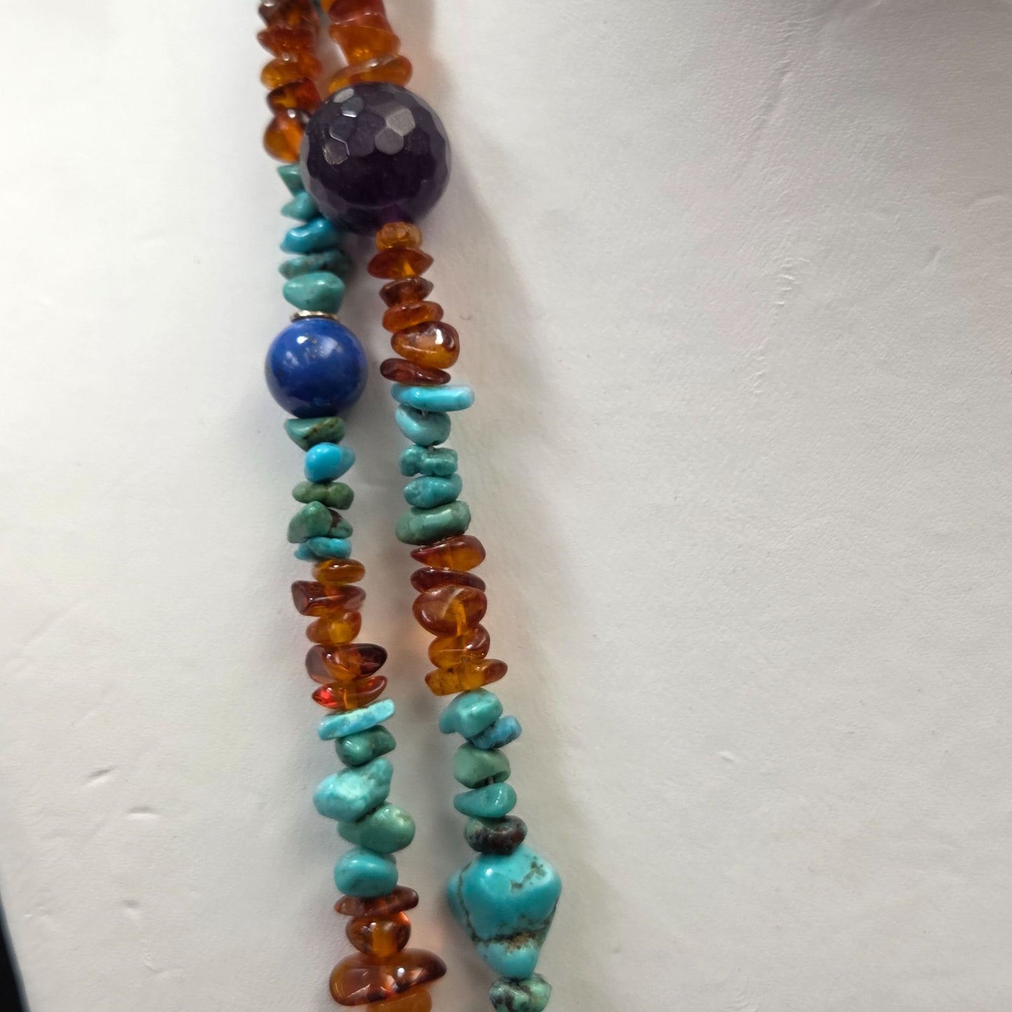 Jay King Natural Amber & Gemstone Chunk & Chip Beaded Necklace
