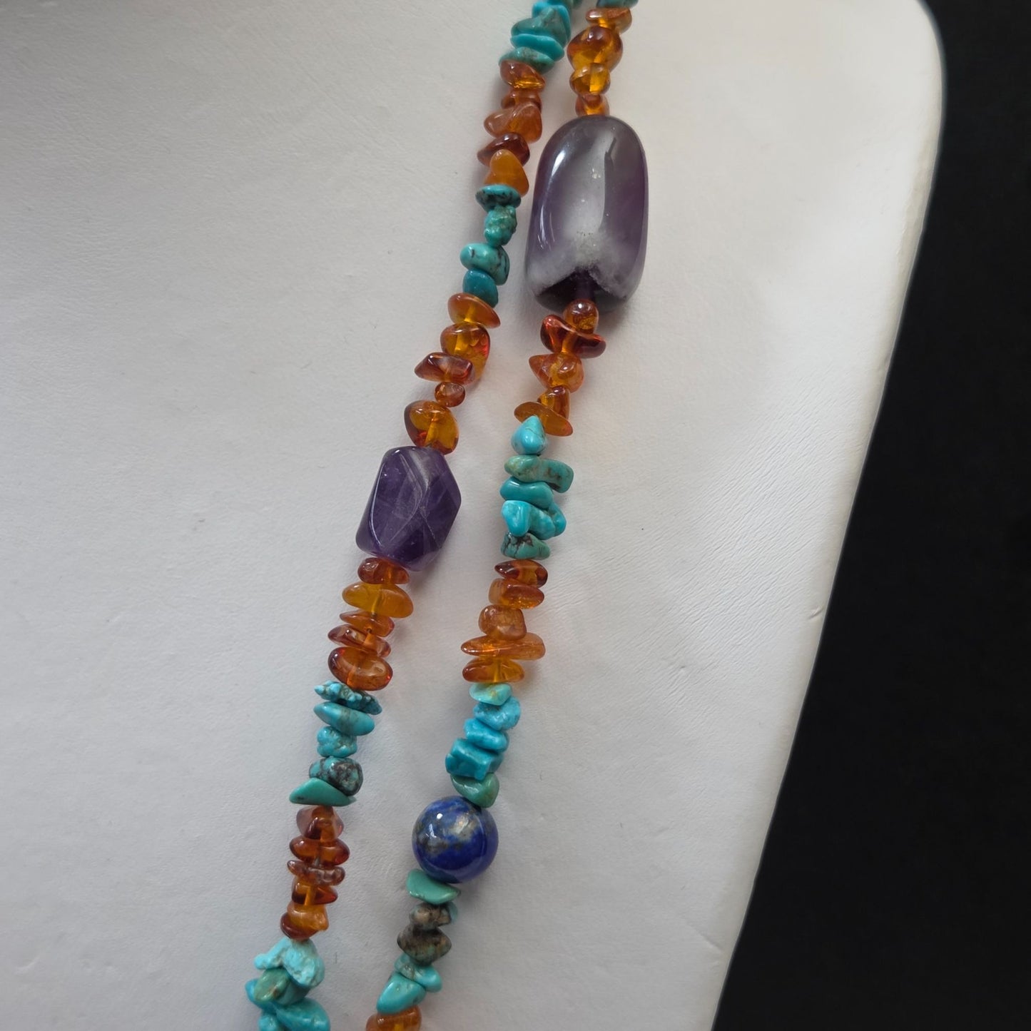 Jay King Natural Amber & Gemstone Chunk & Chip Beaded Necklace