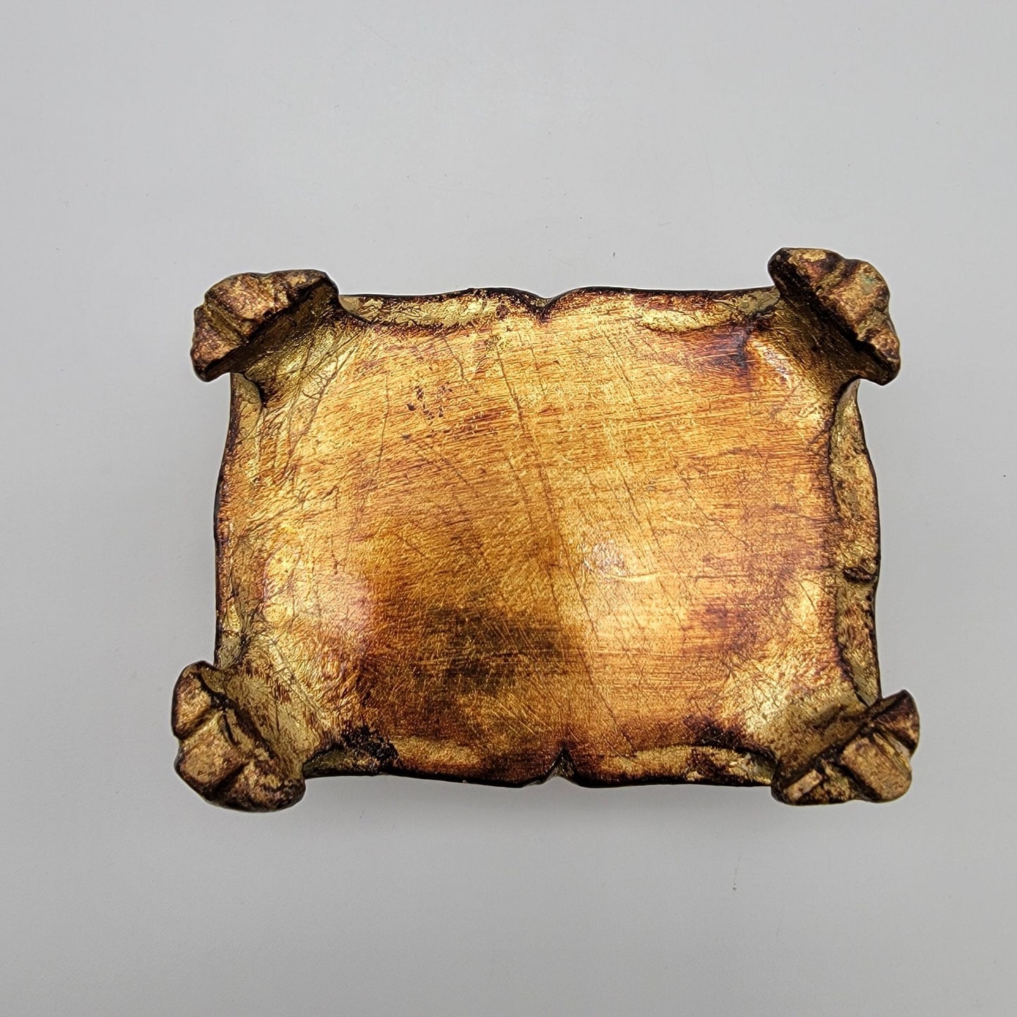 Vintage Italian Florentine Gilded Gesso Trinket Box Green & Gold