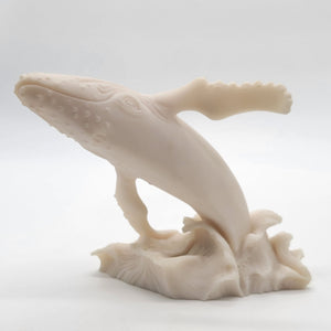 Vintage White Resin Humpback Whale Sculpture