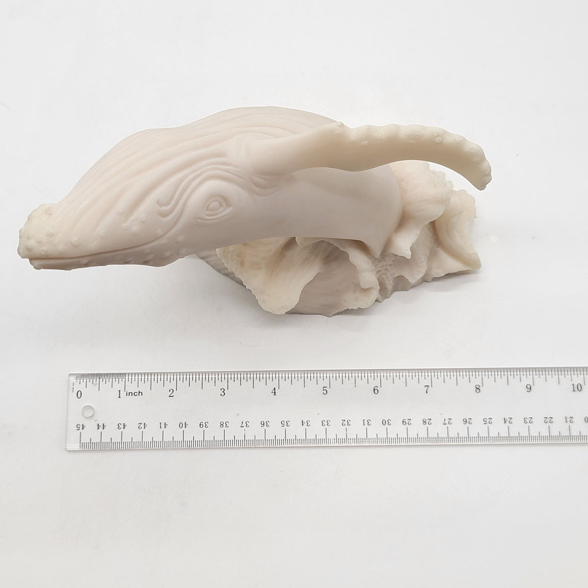 Vintage White Resin Humpback Whale Sculpture