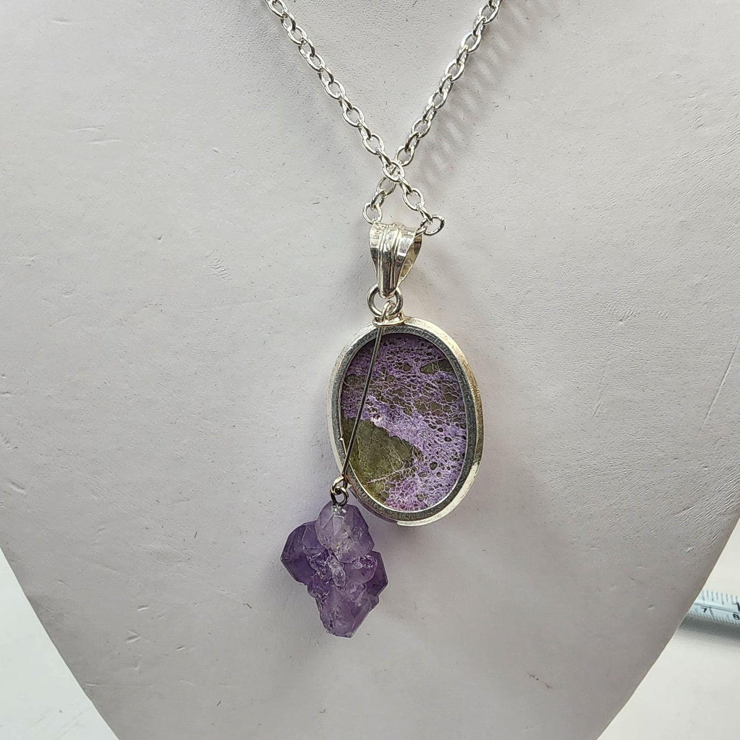 Handcrafted Purpurite Amethyst 925 Silver Pendant on Chain