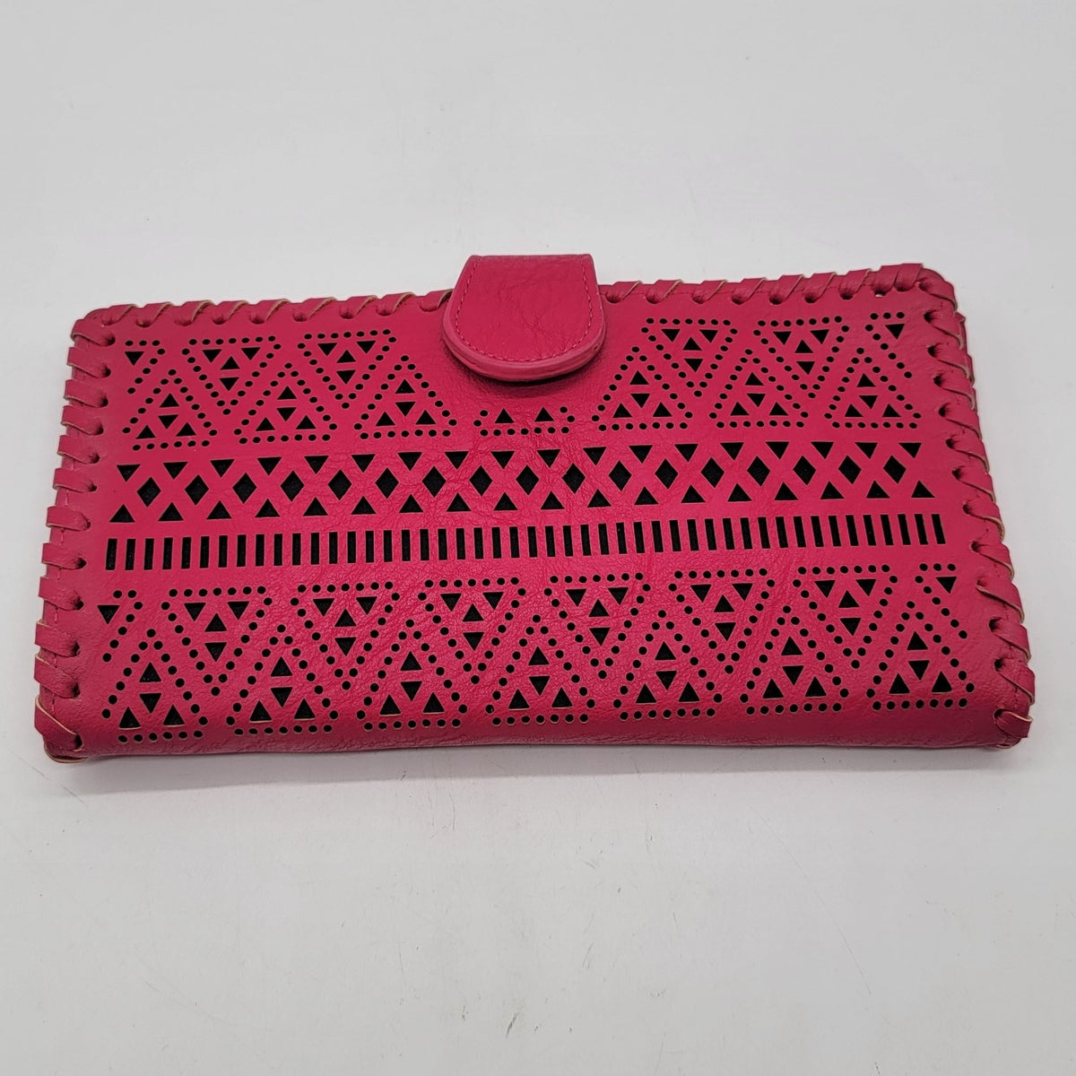 Sasha + Sofi Hot Pink Perforated Leather Envelope Wallet