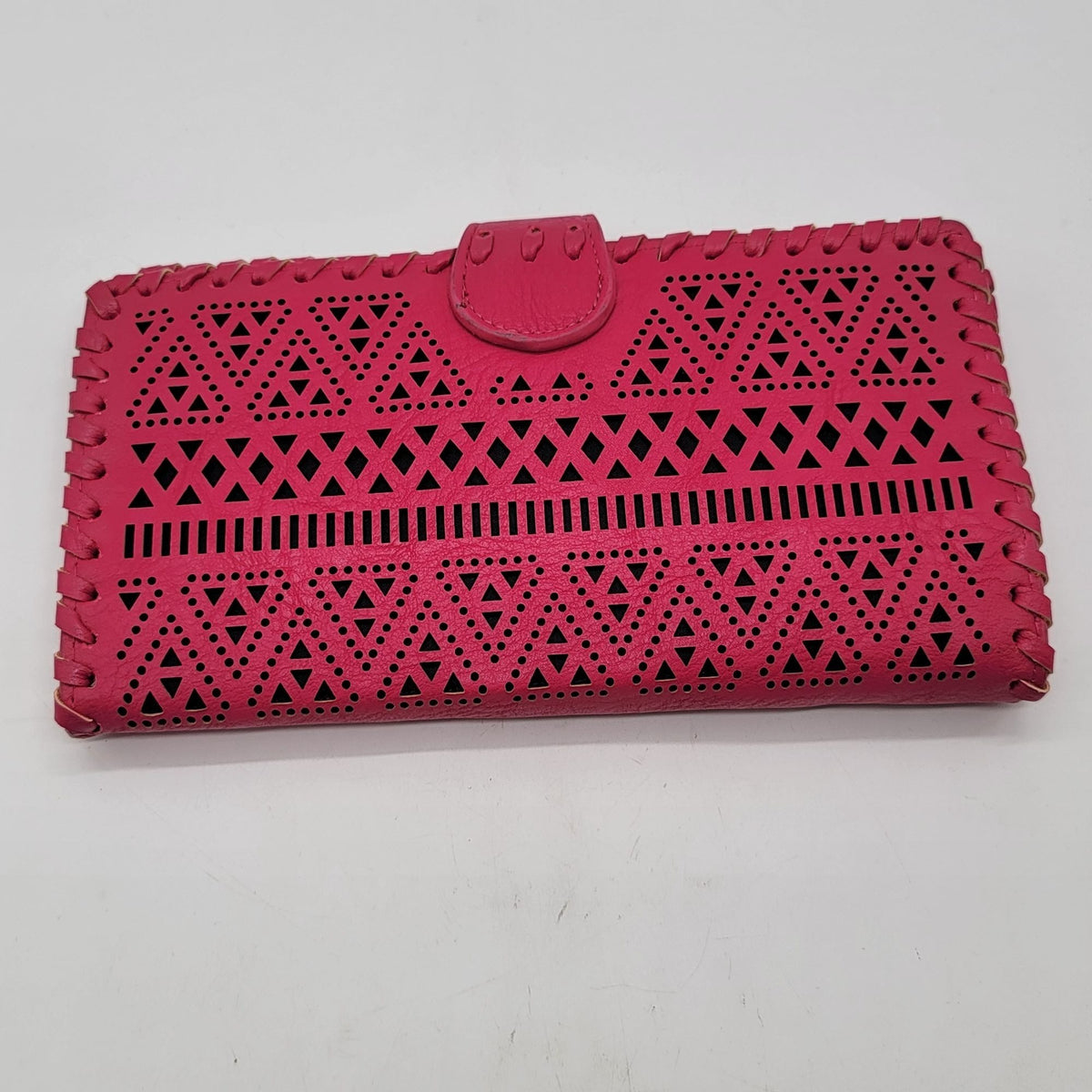 Sasha + Sofi Hot Pink Perforated Leather Envelope Wallet