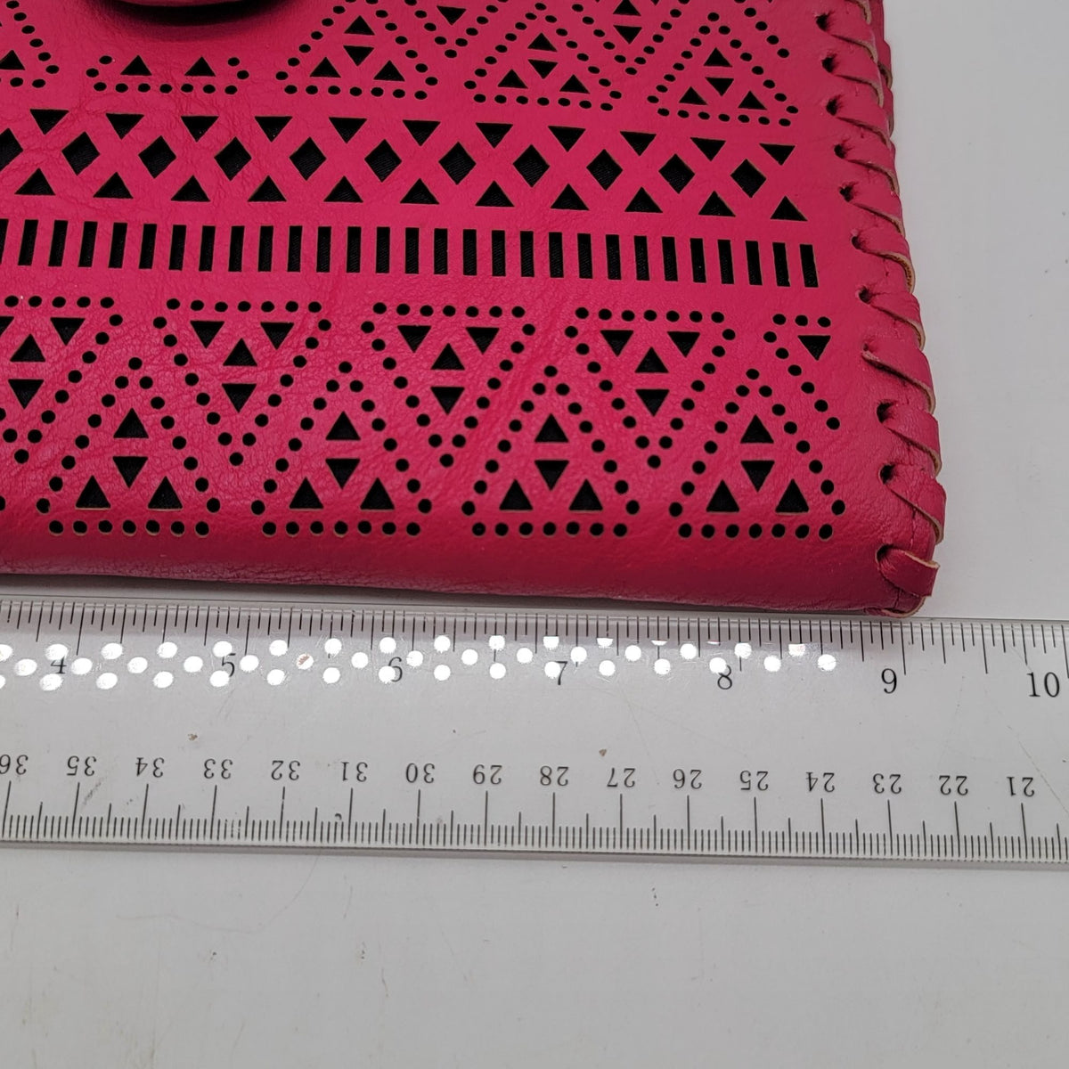Sasha + Sofi Hot Pink Perforated Leather Envelope Wallet