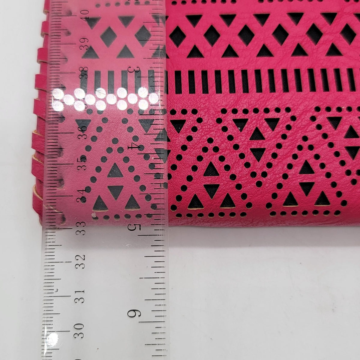Sasha + Sofi Hot Pink Perforated Leather Envelope Wallet