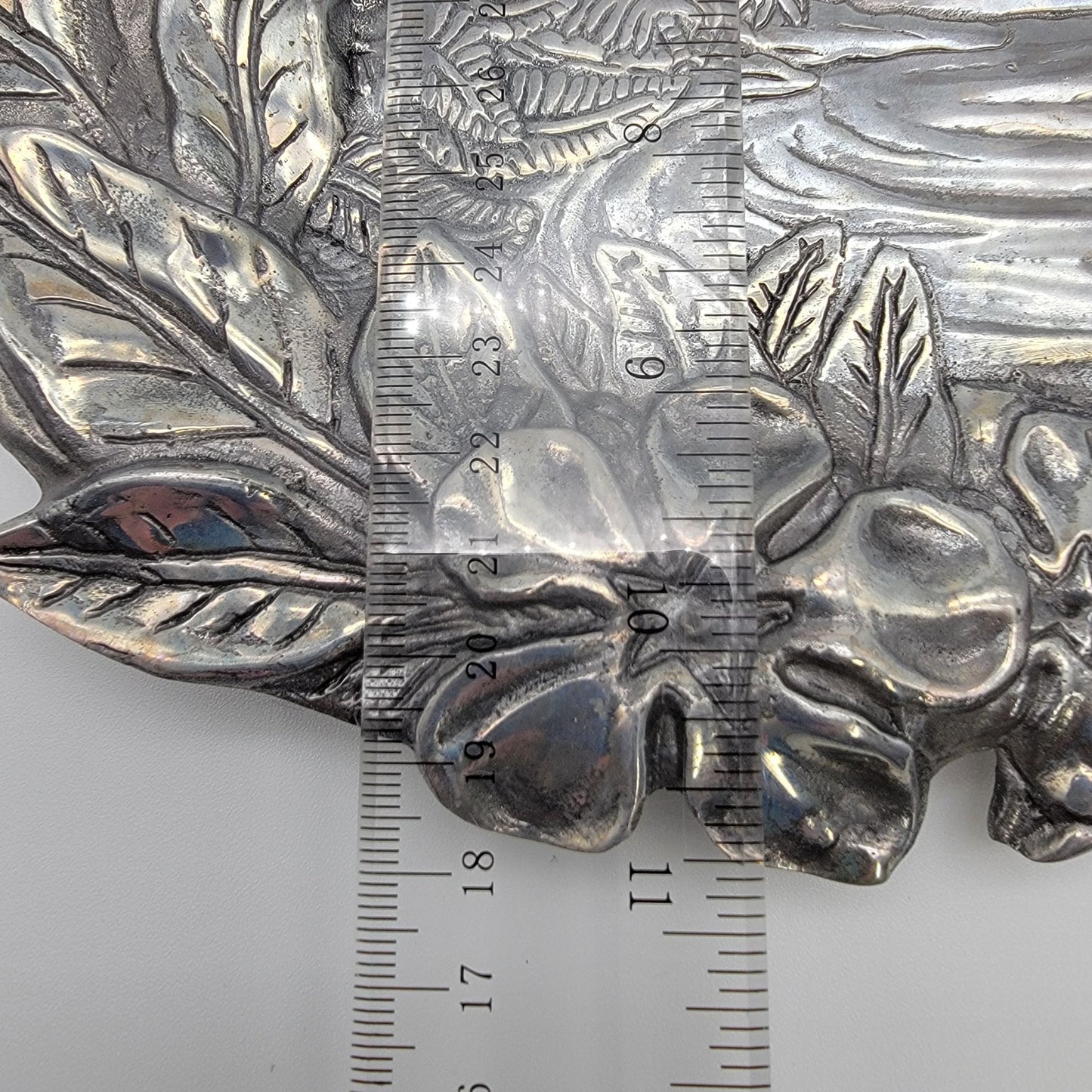 Vintage Hacienda Real Pewter Tropical Bird Serving Tray