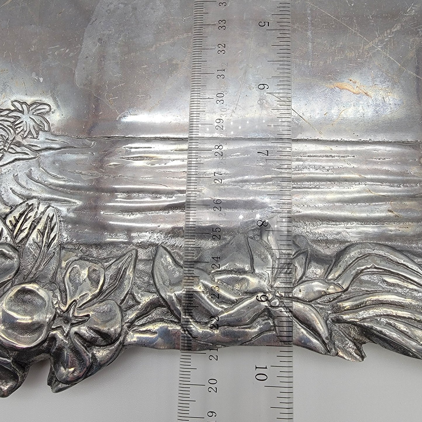 Vintage Hacienda Real Pewter Tropical Bird Serving Tray